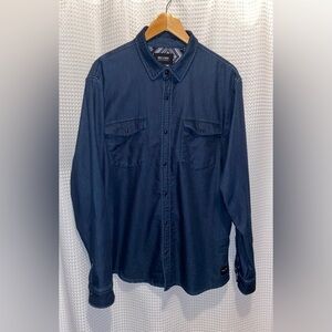 2/30$ Men’s ONLY & SONS dark blue cotton blend stretchy long sleeves shirt Sz XL